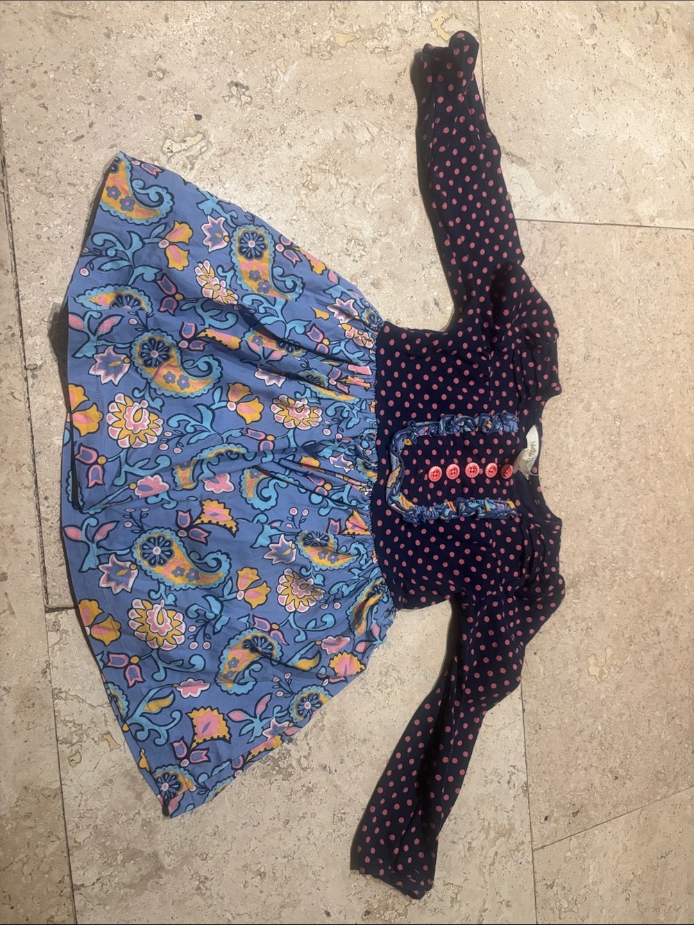 Matilda Jane Navy Top with Blue Paisley Skirt and Pink Accents